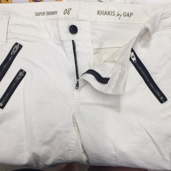 Gap white khaki skinny pant black zippers - Picture 5 of 7